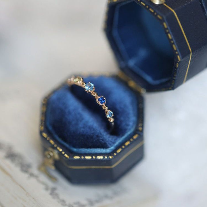 Bague ajustable Olivenorma « Summer Lake » avec topaze bleue