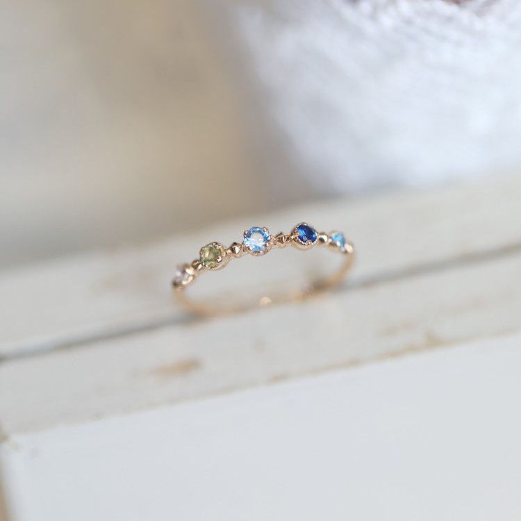 Bague ajustable Olivenorma « Summer Lake » avec topaze bleue