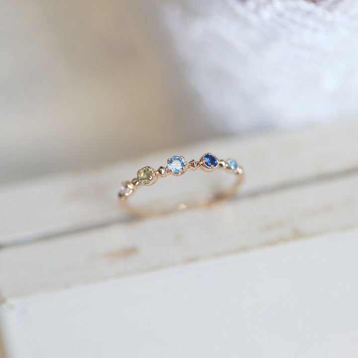 Bague ajustable Olivenorma « Summer Lake » avec topaze bleue