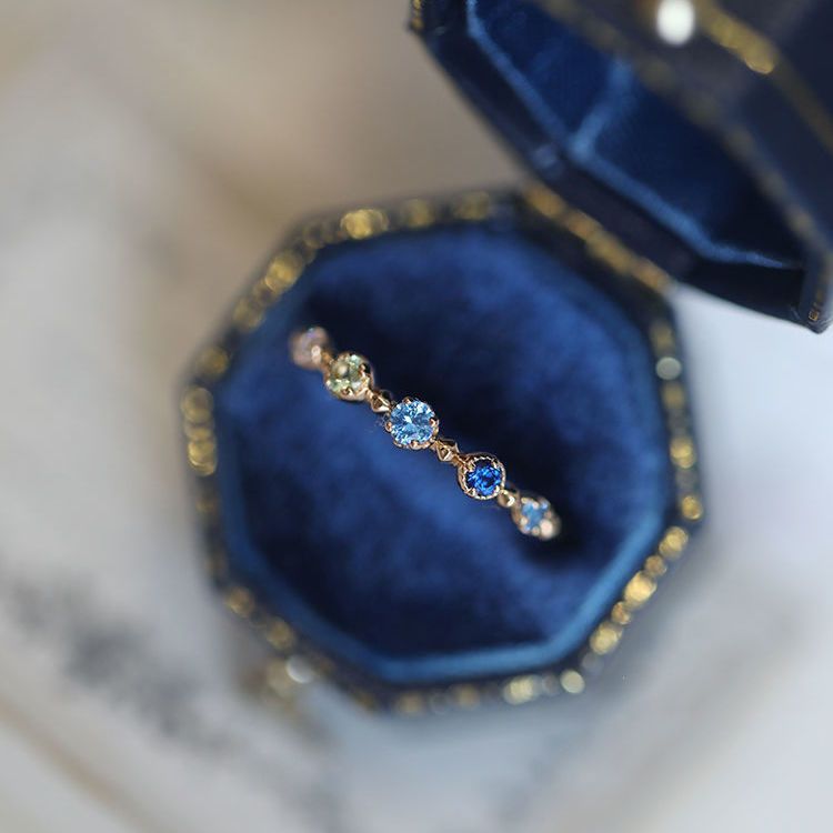 Bague ajustable Olivenorma « Summer Lake » avec topaze bleue