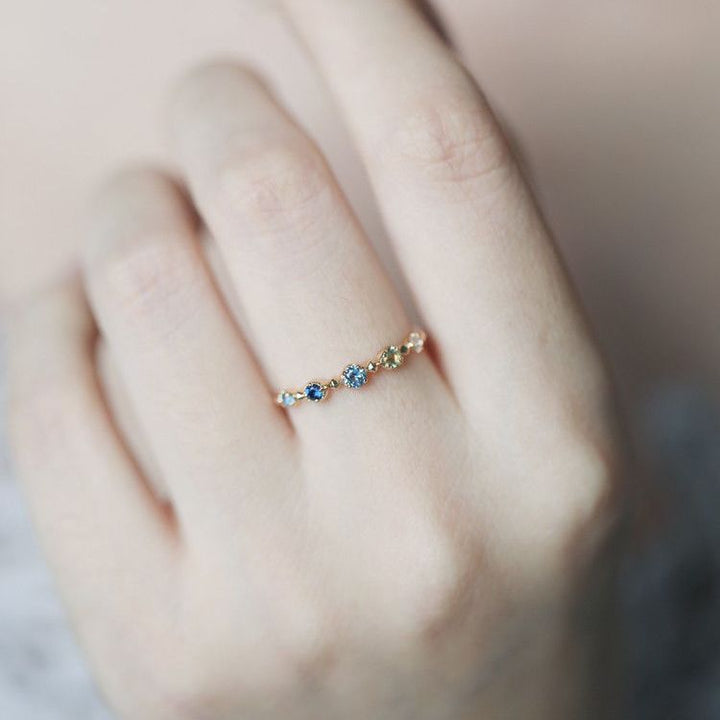 Bague ajustable Olivenorma « Summer Lake » avec topaze bleue