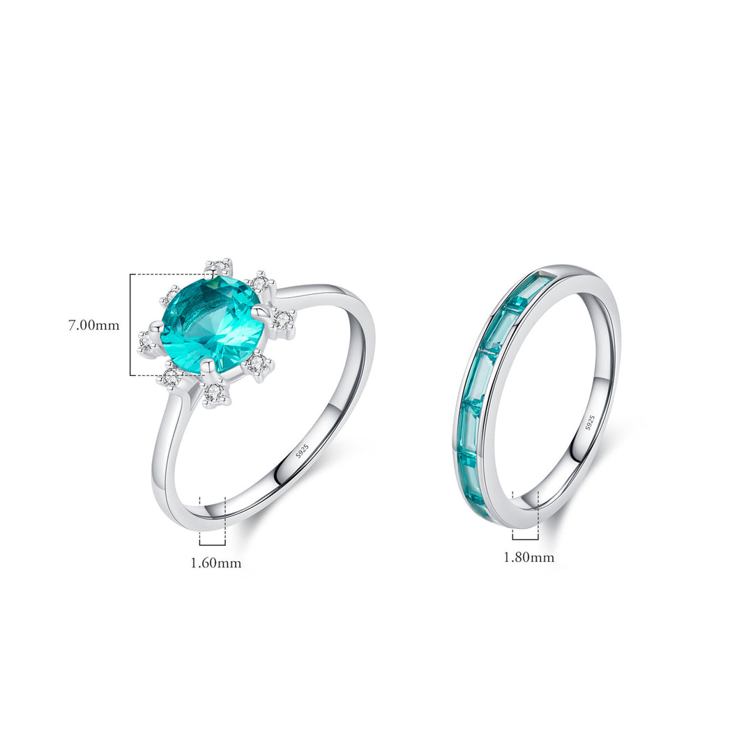 Bague en argent sterling S925 avec tourmaline Paraiba et tournesol Olivenorma