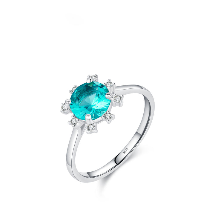 Bague en argent sterling S925 avec tourmaline Paraiba et tournesol Olivenorma