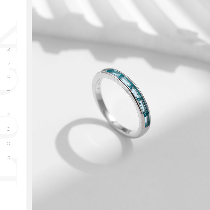 Bague en argent sterling S925 avec tourmaline Paraiba et tournesol Olivenorma