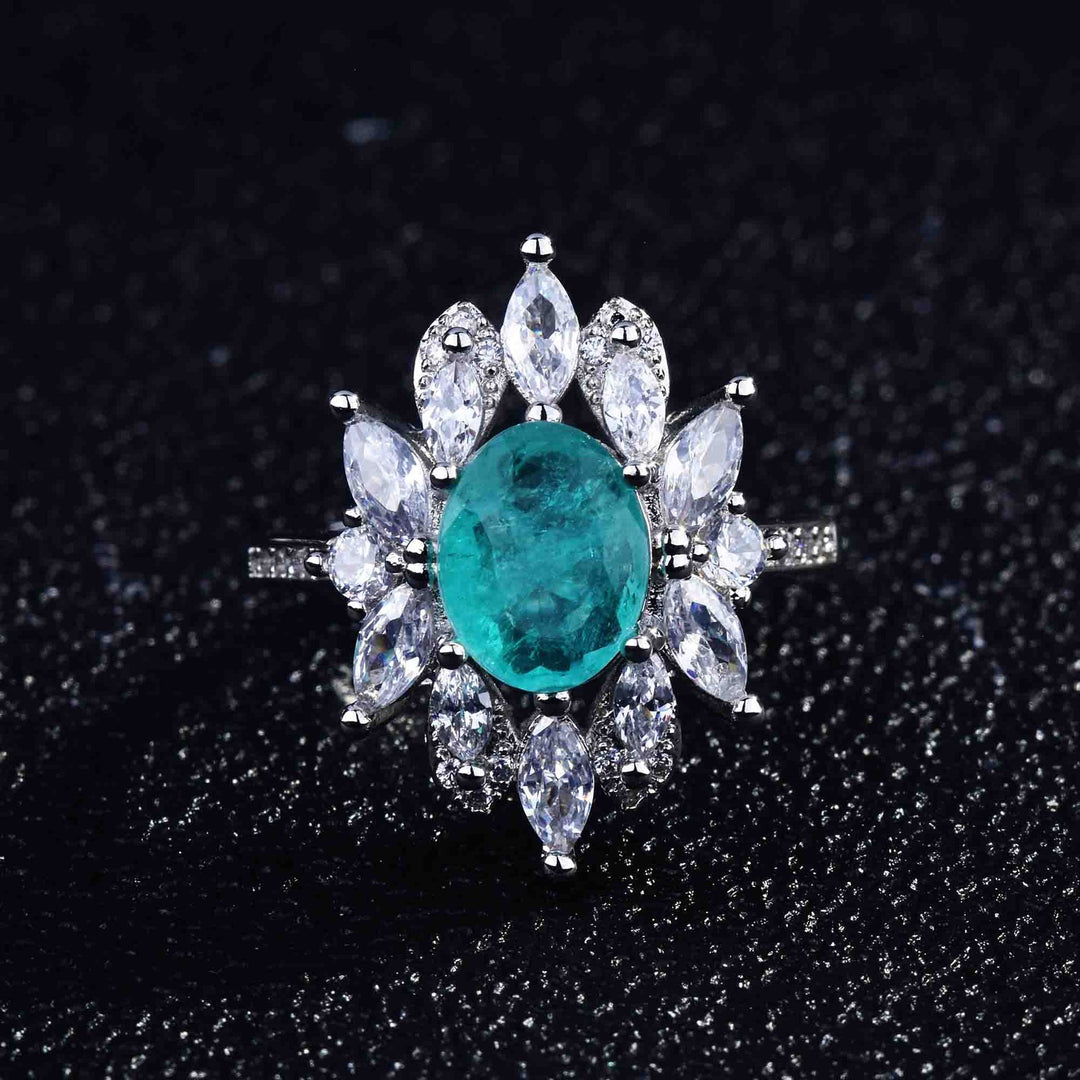 Bague ajustable Olivenorma avec diamant simulé en tourmaline Paraiba