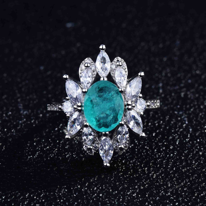 Bague ajustable Olivenorma avec diamant simulé en tourmaline Paraiba