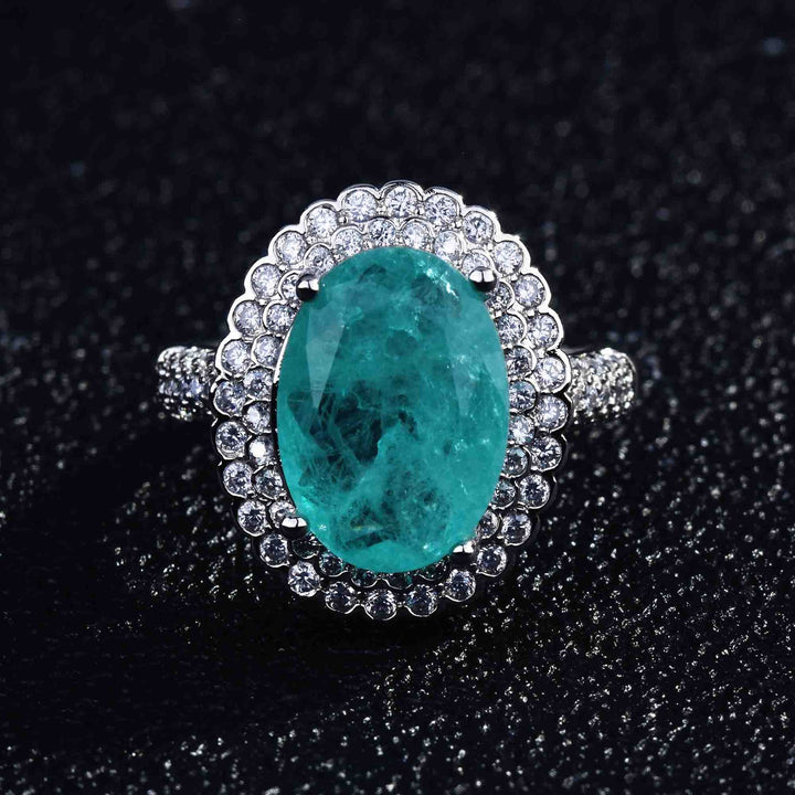 Bague ajustable Olivenorma avec diamant simulé en tourmaline Paraiba