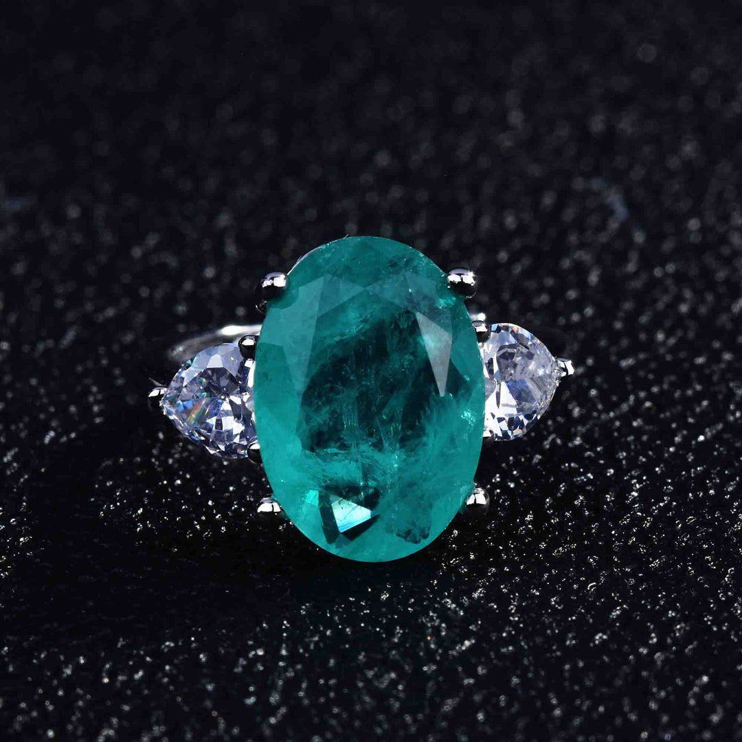 Bague ajustable Olivenorma avec diamant simulé en tourmaline Paraiba