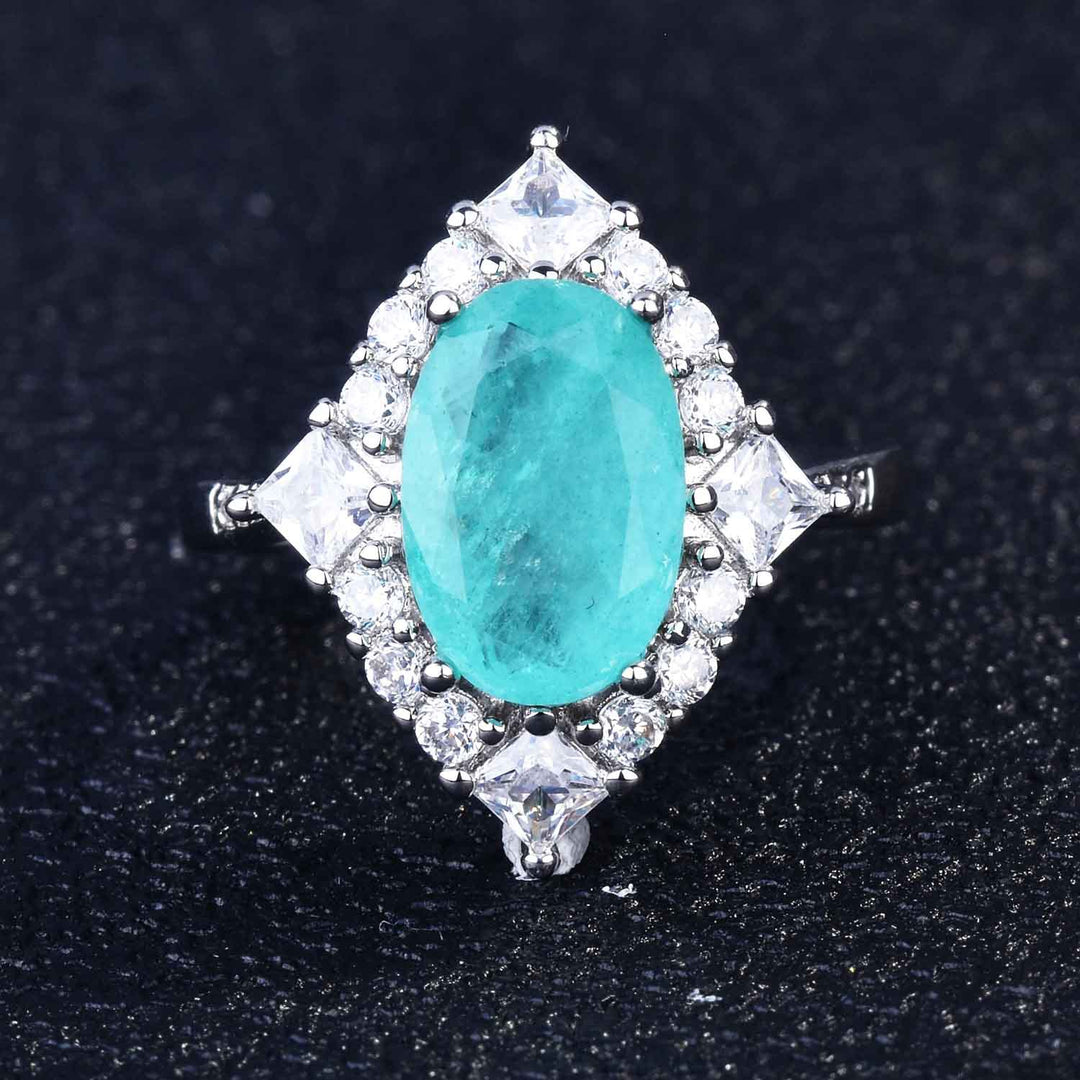 Bague ajustable Olivenorma avec diamant simulé en tourmaline Paraiba