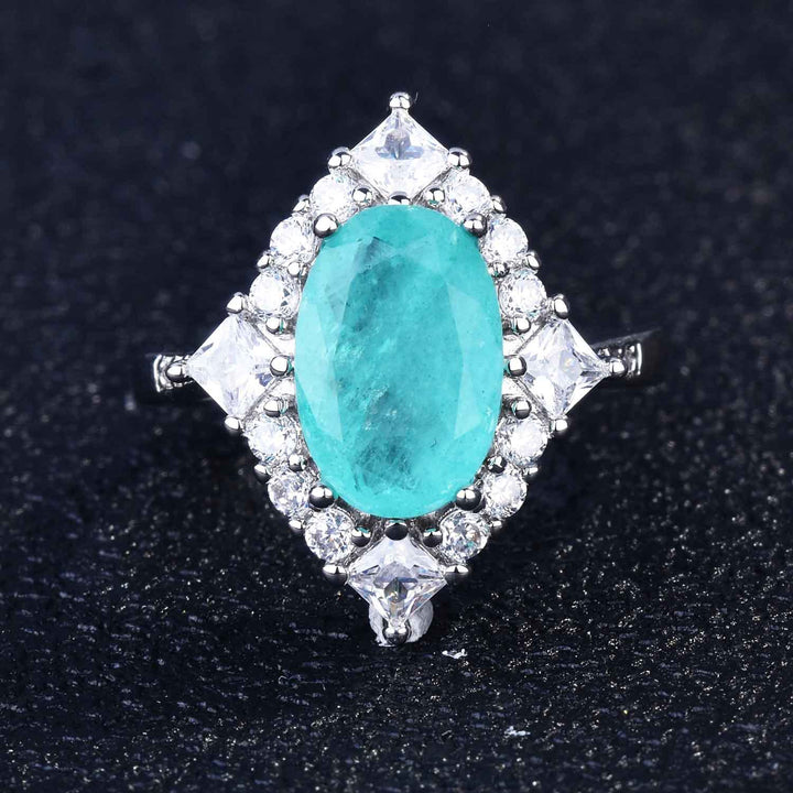 Bague ajustable Olivenorma avec diamant simulé en tourmaline Paraiba