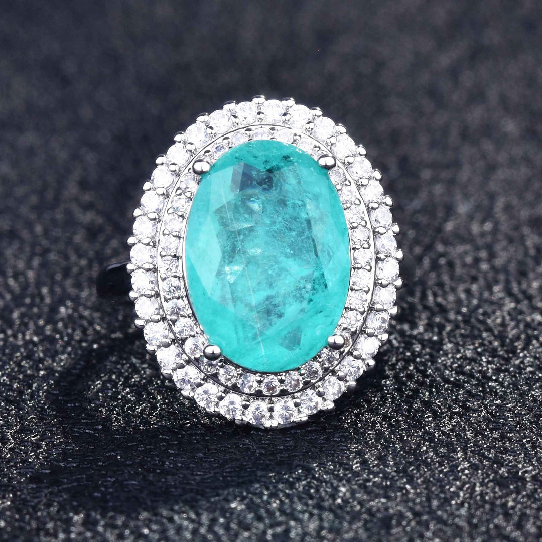 Bague ajustable Olivenorma avec diamant simulé en tourmaline Paraiba