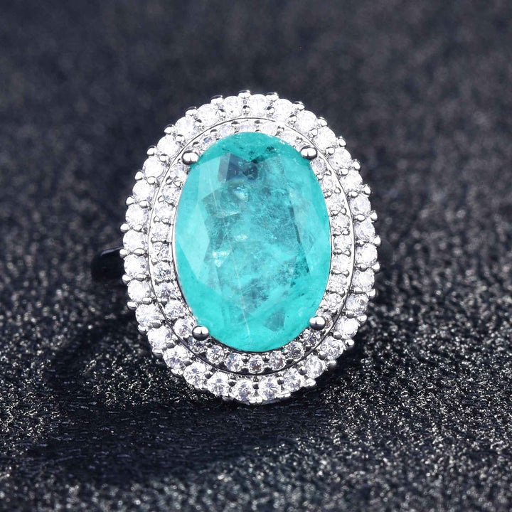 Bague ajustable Olivenorma avec diamant simulé en tourmaline Paraiba