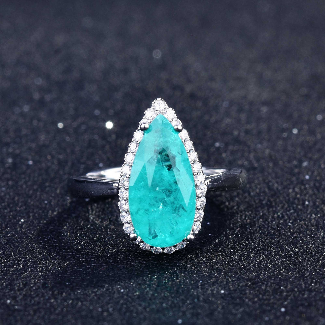Bague ajustable Olivenorma avec diamant simulé en tourmaline Paraiba