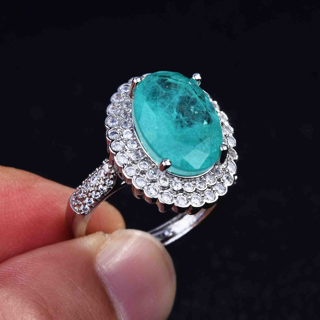 Bague ajustable Olivenorma avec diamant simulé en tourmaline Paraiba