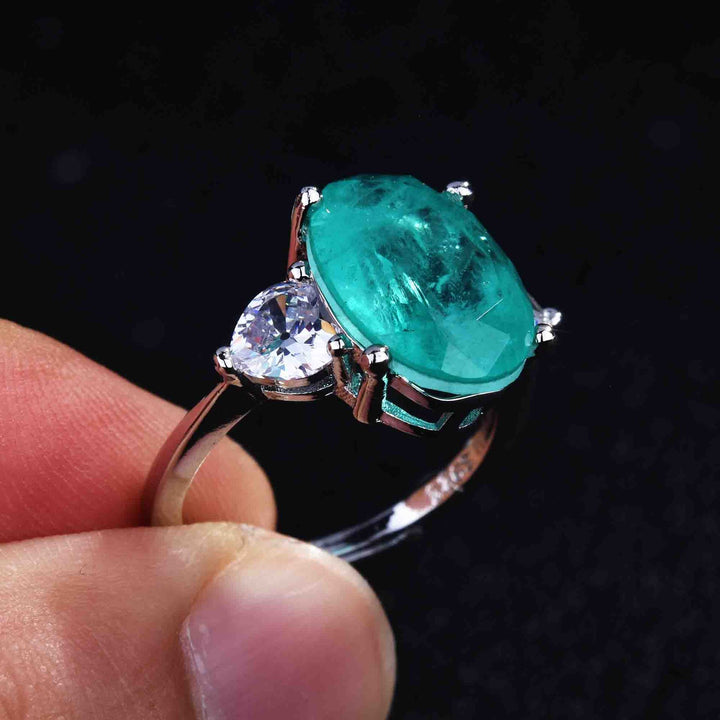 Bague ajustable Olivenorma avec diamant simulé en tourmaline Paraiba