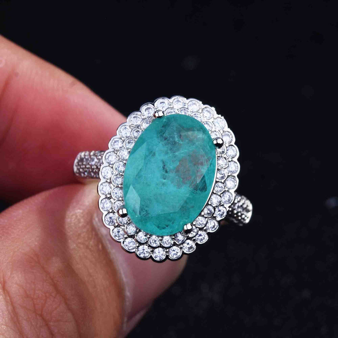 Bague ajustable Olivenorma avec diamant simulé en tourmaline Paraiba