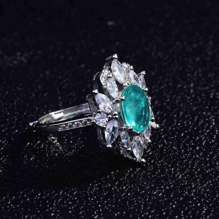 Bague ajustable Olivenorma avec diamant simulé en tourmaline Paraiba