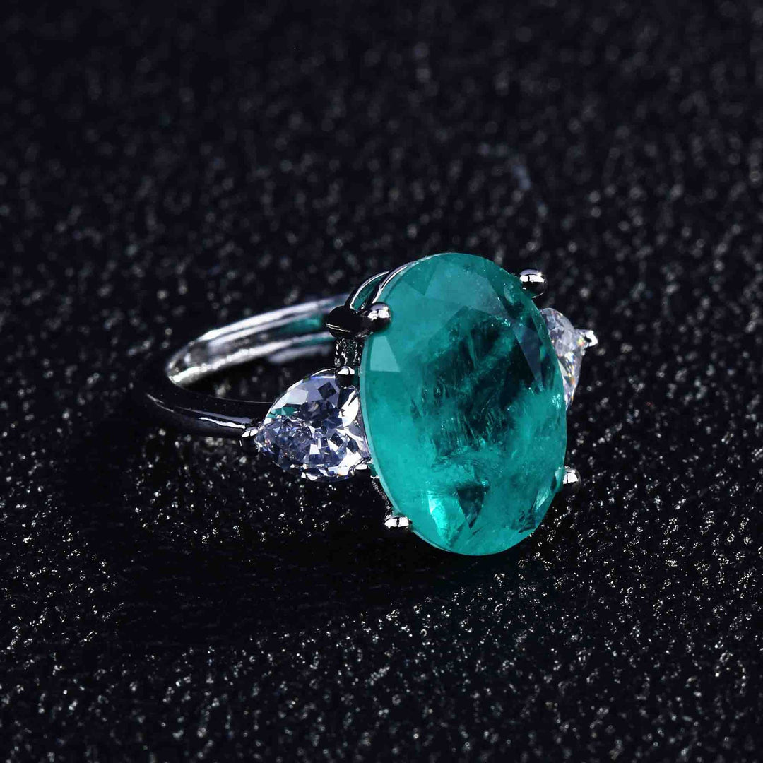 Bague ajustable Olivenorma avec diamant simulé en tourmaline Paraiba