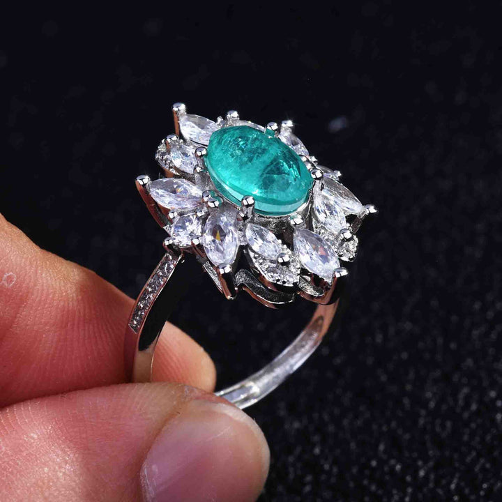 Bague ajustable Olivenorma avec diamant simulé en tourmaline Paraiba