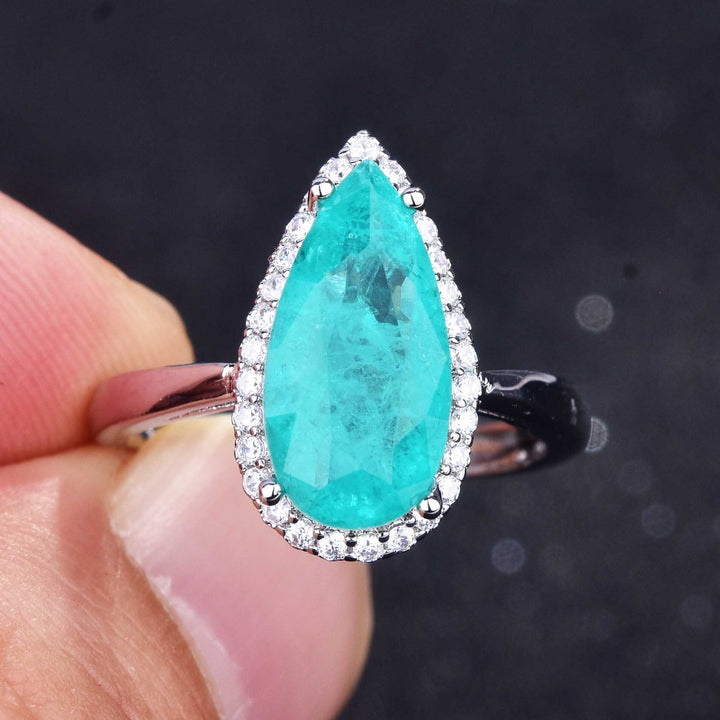 Bague ajustable Olivenorma avec diamant simulé en tourmaline Paraiba