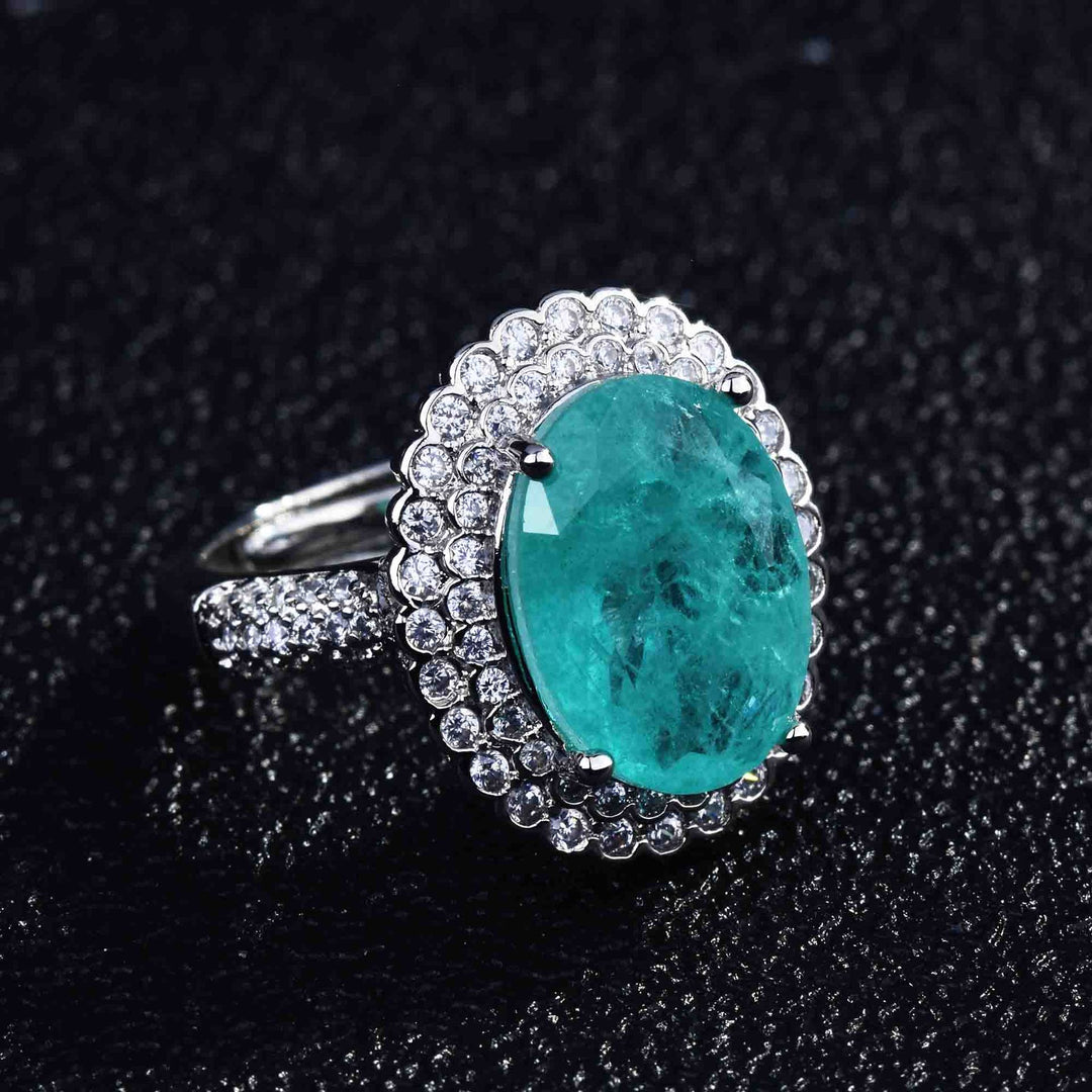 Bague ajustable Olivenorma avec diamant simulé en tourmaline Paraiba