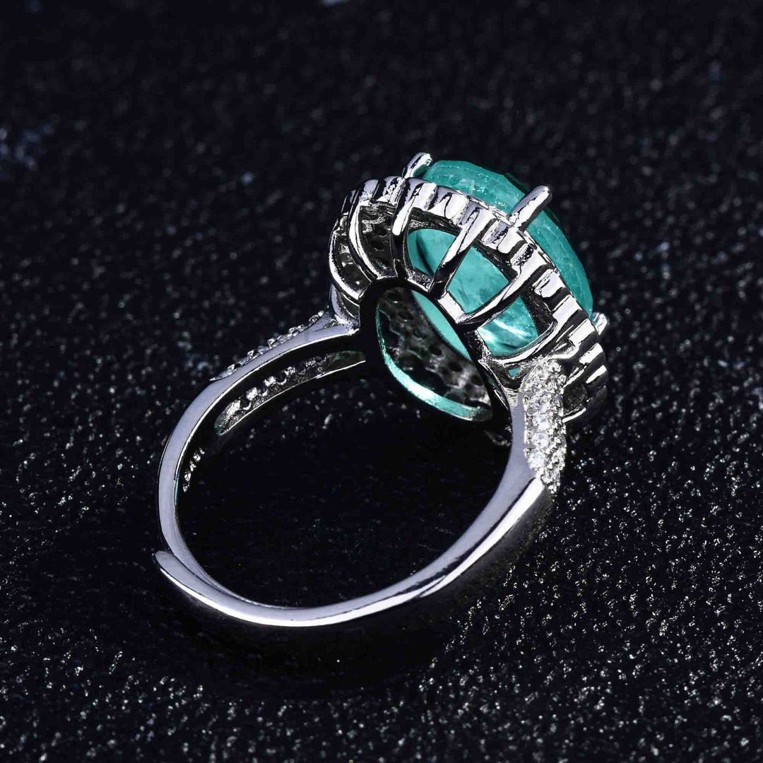 Bague ajustable Olivenorma avec diamant simulé en tourmaline Paraiba