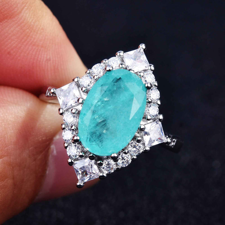Bague ajustable Olivenorma avec diamant simulé en tourmaline Paraiba