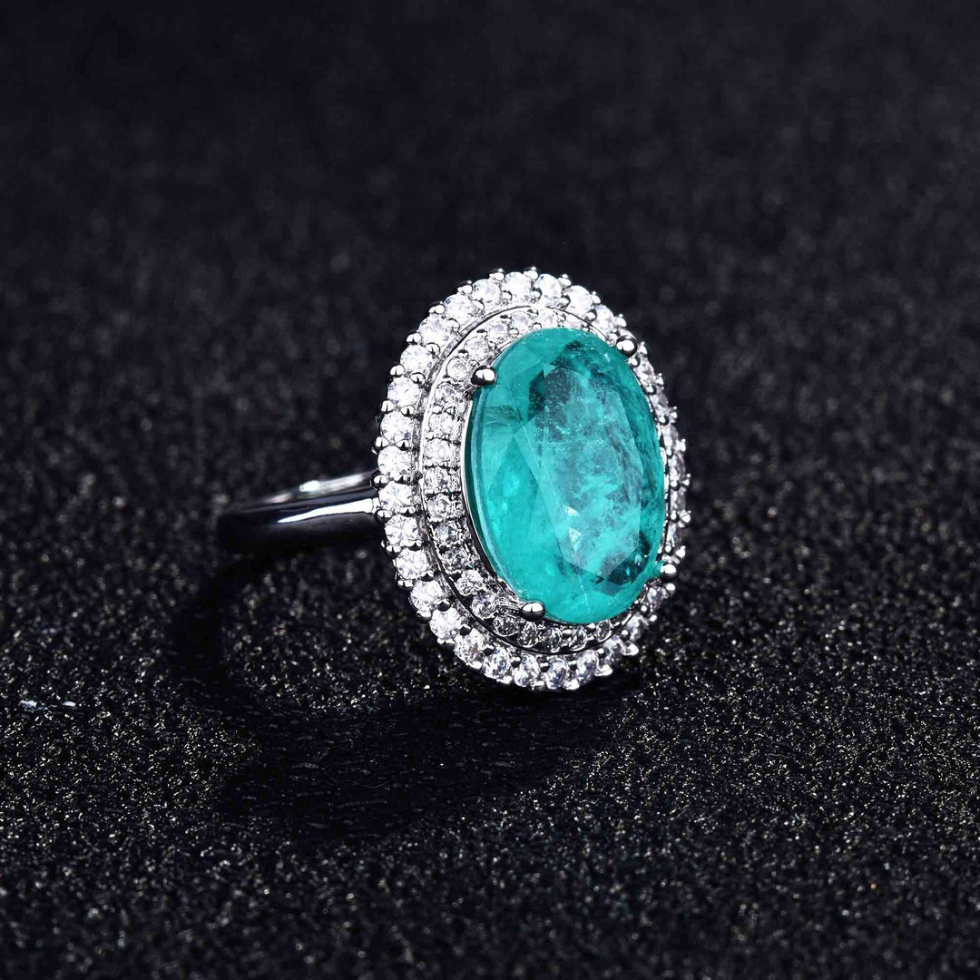 Bague ajustable Olivenorma avec diamant simulé en tourmaline Paraiba
