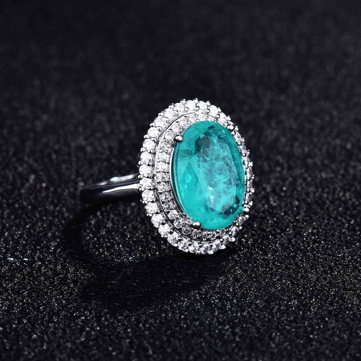 Bague ajustable Olivenorma avec diamant simulé en tourmaline Paraiba