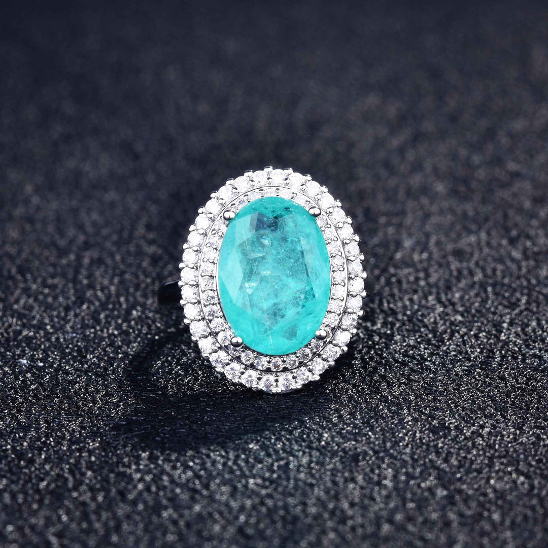 Bague ajustable Olivenorma avec diamant simulé en tourmaline Paraiba