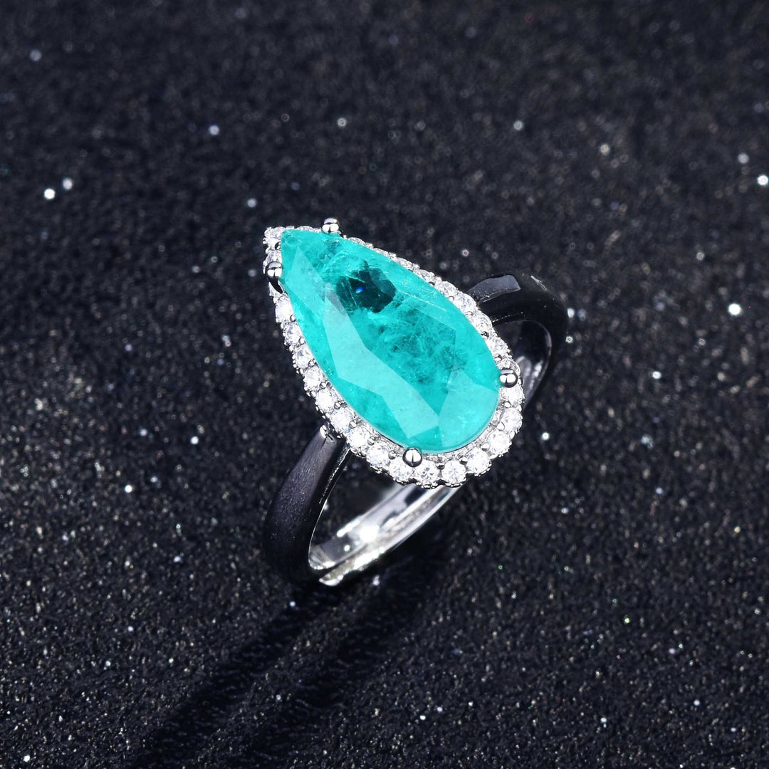 Bague ajustable Olivenorma avec diamant simulé en tourmaline Paraiba