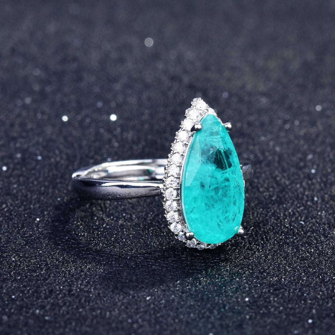 Bague ajustable Olivenorma avec diamant simulé en tourmaline Paraiba