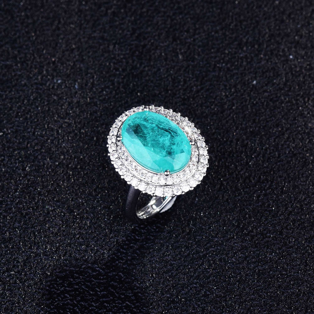 Bague ajustable Olivenorma avec diamant simulé en tourmaline Paraiba