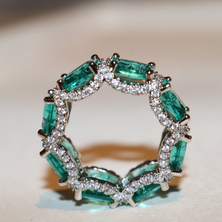 Bague d'éternité complète en tourmaline Paraiba bleu océan Olivenorma