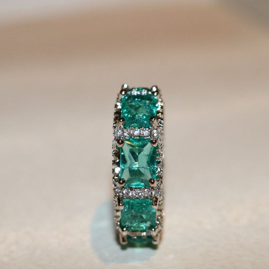 Bague d'éternité complète en tourmaline Paraiba bleu océan Olivenorma