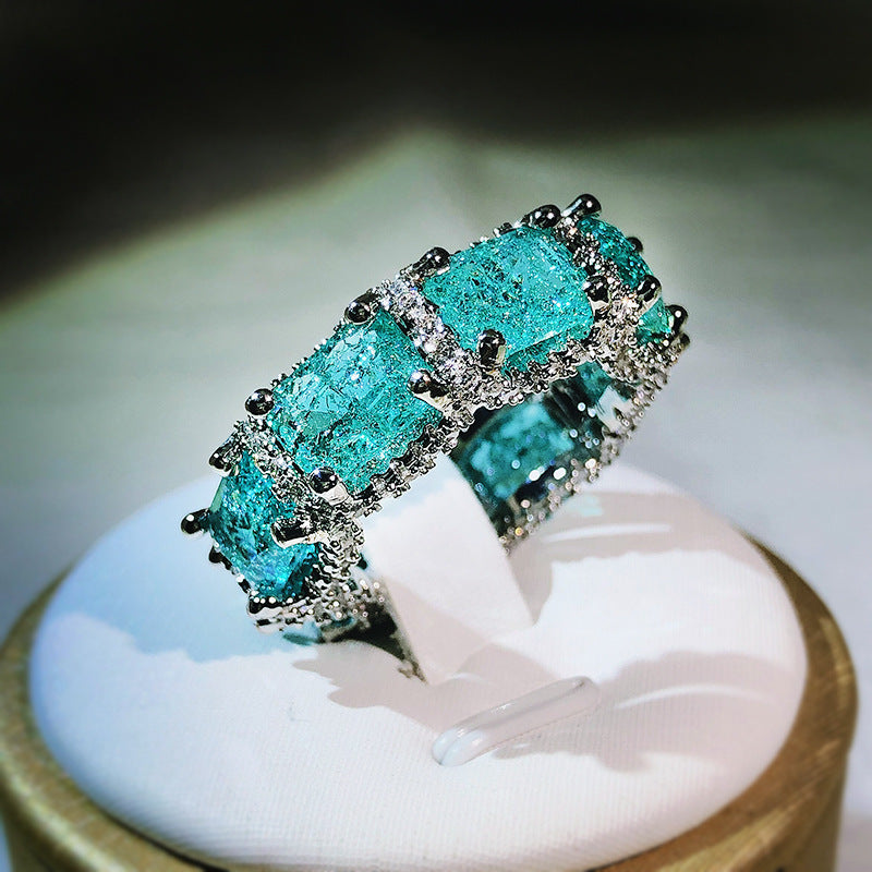 Bague d'éternité complète en tourmaline Paraiba bleu océan Olivenorma