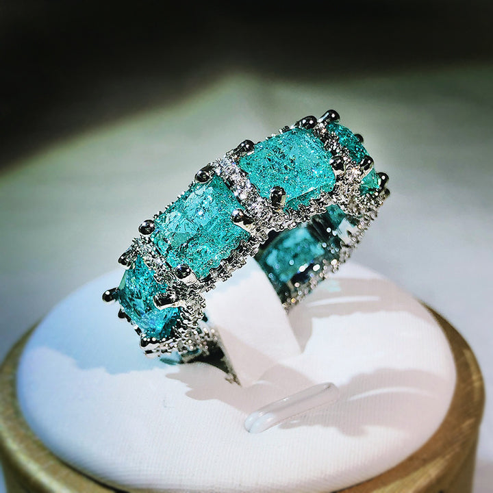 Bague d'éternité complète en tourmaline Paraiba bleu océan Olivenorma