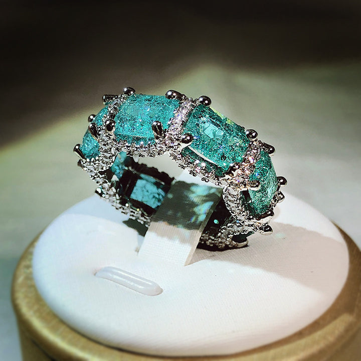Bague d'éternité complète en tourmaline Paraiba bleu océan Olivenorma
