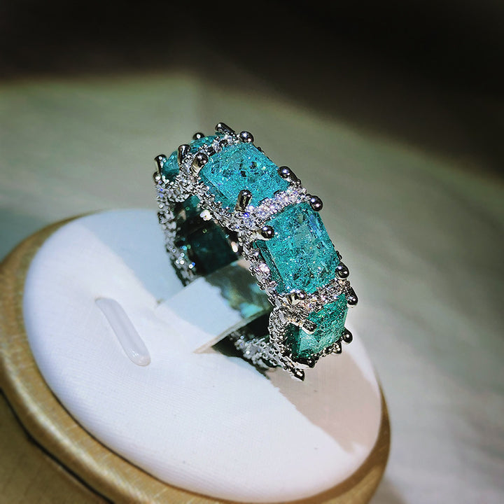 Bague d'éternité complète en tourmaline Paraiba bleu océan Olivenorma