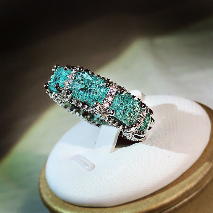 Bague d'éternité complète en tourmaline Paraiba bleu océan Olivenorma