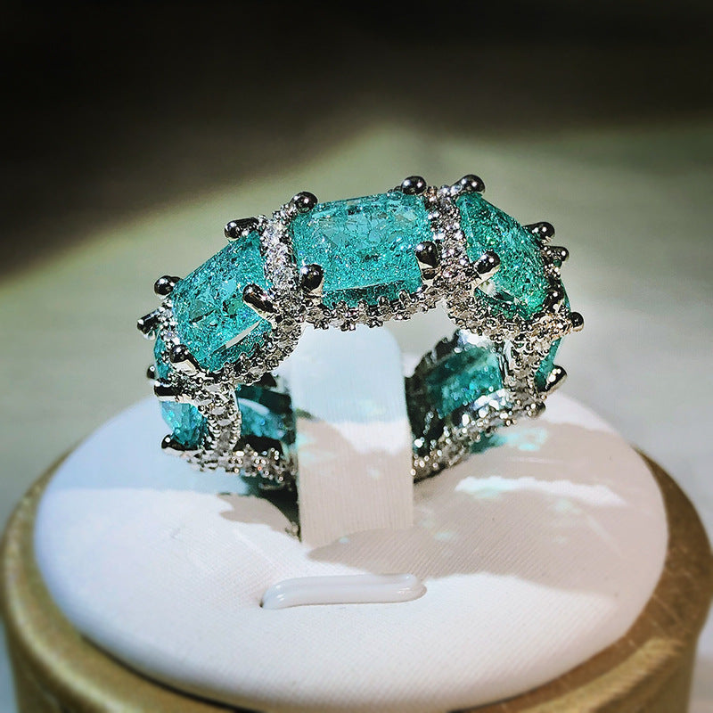Bague d'éternité complète en tourmaline Paraiba bleu océan Olivenorma