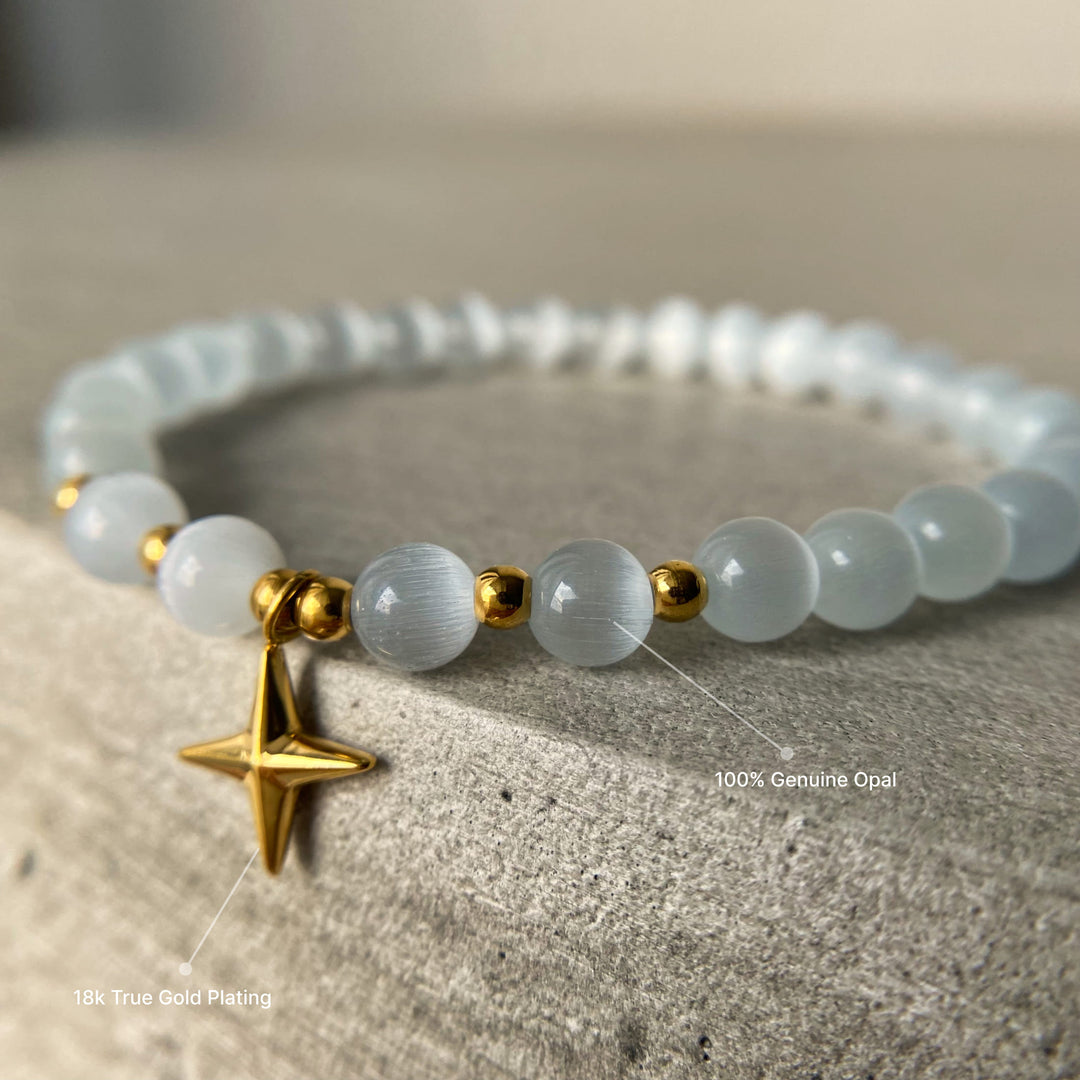 Bracelet Olivenorma en pierre œil de chat, lune et étoile