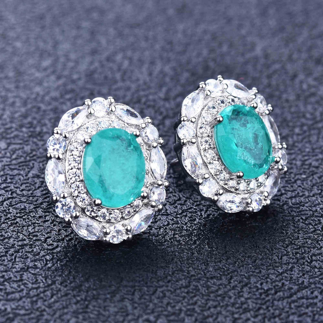 Parure de bijoux en tourmaline Paraiba avec fleurs Olivenorma