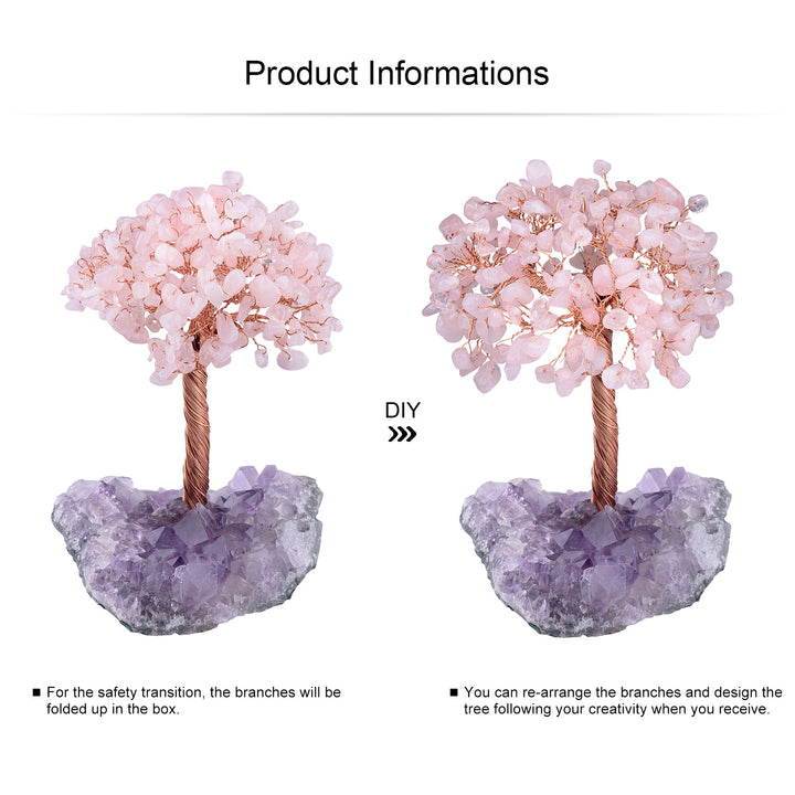 Arbre de vie en quartz rose Olivenorma avec base en améthyste Arbre Feng Shui