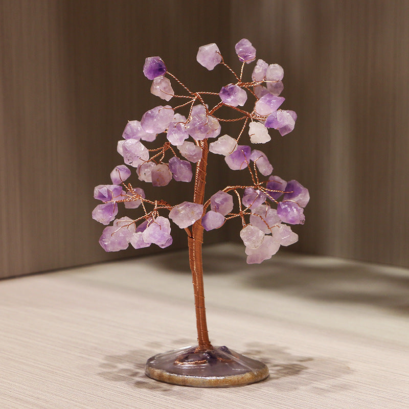 Arbre Feng Shui à base de puces d'agate et de bourgeons d'améthyste Olivenorma Gemstones