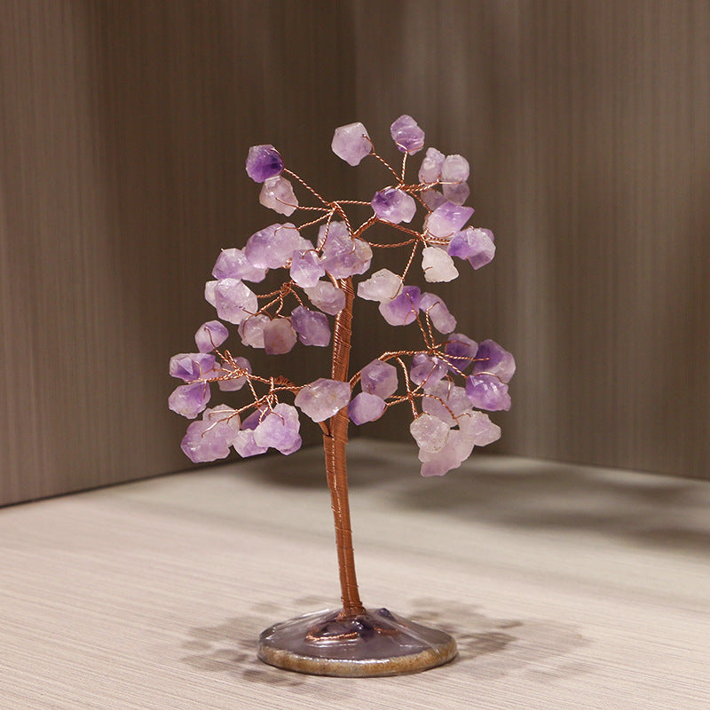 Arbre Feng Shui à base de puces d'agate et de bourgeons d'améthyste Olivenorma Gemstones