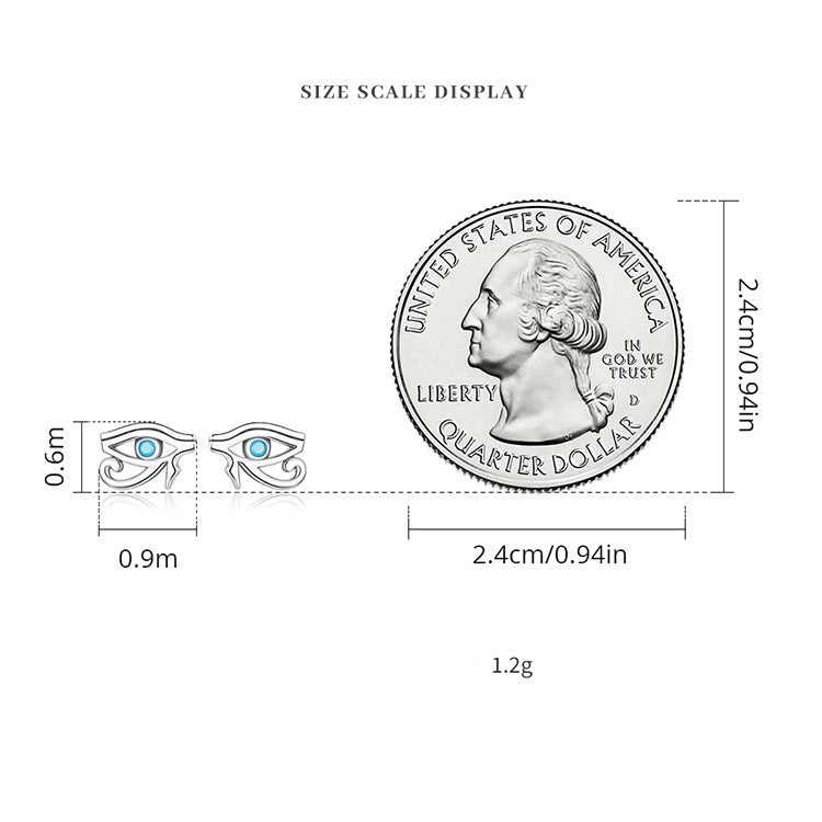 Boucles d'oreilles Olivenorma en argent sterling S925 avec œil d'Horus turquoise