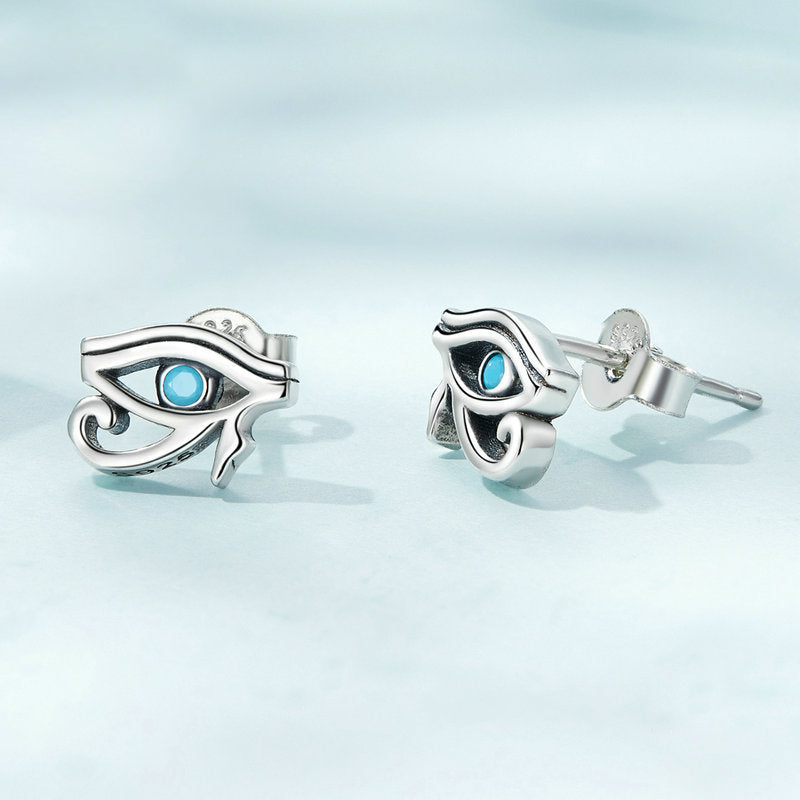 Boucles d'oreilles Olivenorma en argent sterling S925 avec œil d'Horus turquoise