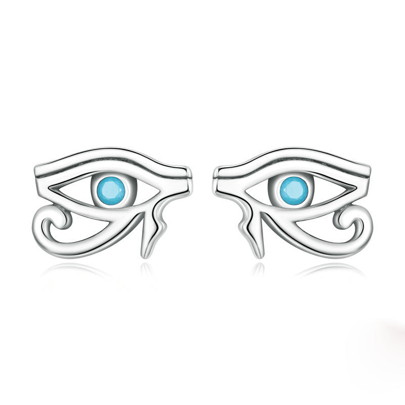 Boucles d'oreilles Olivenorma en argent sterling S925 avec œil d'Horus turquoise