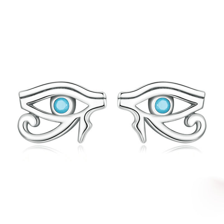 Boucles d'oreilles Olivenorma en argent sterling S925 avec œil d'Horus turquoise